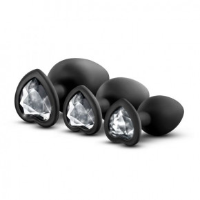 Blush Novelties | Набор анальных пробок LUXE BLING PLUGS TRAINING KIT WHITE GEMS BLACK. Цена: 2 499 грн