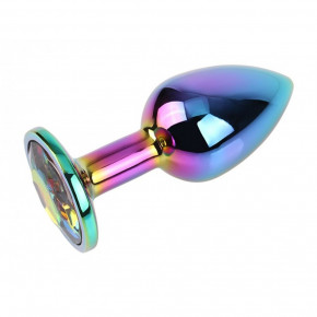 Blush Novelties | Анальная пробка с кристаллом S Rainbow Gem Chisa, металлическая, разноцветная, 7 х 2.7 см. Ціна: 552 грн