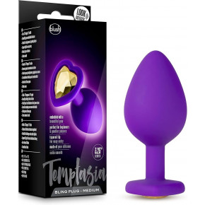 Blush Novelties | Анальная пробка силиконовая Blush Temptasia с золотым стразом в форме сердца, M. Ціна: 795 грн