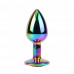 Blush Novelties | Анальная пробка с кристаллом S Rainbow Gem Chisa, металлическая, разноцветная, 7 х 2.7 см. Ціна 650 грн. Фото: 1