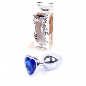 BOSS SERIES | Анальная пробка с синим кристаллом в виде сердца Plug-Jewellery Silver Heart PLUG- Dark Blue. Цена: 450 грн
