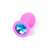 BOSS SERIES | Анальная пробка с голубым кристаллом Plug-Jewellery Pink Silicon PLUG Medium- Light Blue Diamond. Цена 475 грн. Фото: 1