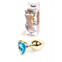 BOSS SERIES | Анальна пробка - Jewellery Gold Heart Plug Light Blue. Цена 495 грн