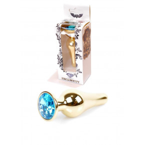 BOSS SERIES | Анальна пробка - Jewellery Gold Butt Plug Light Blue. Цена: 603 грн