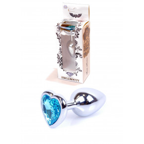 Анальная пробка-Jewellery Silver Heart PLUG Light Blue