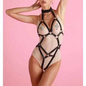 Candy Hero | Портупея в виде боди с серебристой фурнитурой Candy Hero Band16 из экокожи, красная. Цена: 2 850 грн