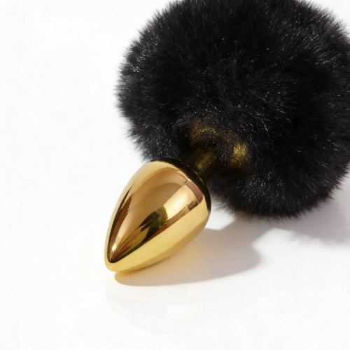 ALUME | Анальная пробка ALUME, S, металлическая золотистая с черным пушком, 7 х 2,8 см. Ціна 479 грн. Фото: 4