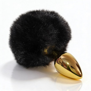 ALUME | Анальная пробка ALUME, S, металлическая золотистая с черным пушком, 7 х 2,8 см. Цена: 599 грн