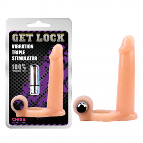 Chisa Novelties | Насадка на член - Get Lock Vibration Triple Stimulator Flesh. Ціна: 1051 грн