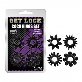 Chisa Novelties | Ерекційні кільця - Get Lock Cock Rings Set-Black. Ціна: 286 грн