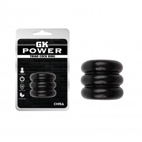 Chisa Novelties | Широкое эрекционное кольцо из трех ярусов Chisa GK Power Triad Cock Ring, черное. Ціна: 350 грн