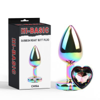 Chisa Novelties | Анальная пробка с кристаллом в виде сердца Chisa Hi-Basiс, радужная. Цена 806 грн