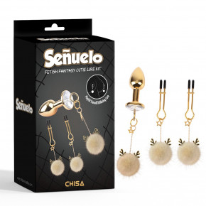 Chisa Novelties | Анальная пробка и зажимы для сосков Chisa Senuelo, золотистый. Цена: 1 595 грн