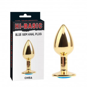 Chisa Novelties | Анальная пробка с голубым камнем Chisa Hi-Basic, золотистая. Цена: 395 грн