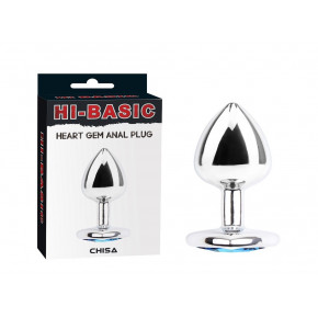 Chisa Novelties | Анальная пробка Chisa HI-BASIC с голубым камнем в виде сердца. Цена: 450 грн