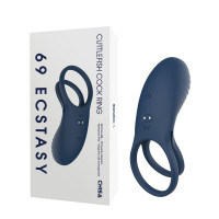 Эрекционное вибро-кольцо Chisa 69 ECSTASY водонепроницаемый, 10 режимов, синий