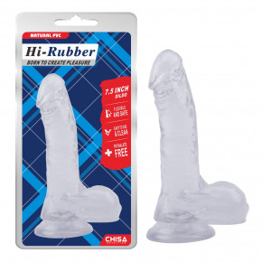Chisa Novelties | Фаллоимитатор с яичками на присоске Chisa HI-RUBBER 7.5, прозрачный. Ціна: 1090 грн