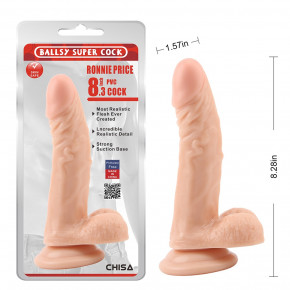Chisa Novelties | Фаллоимитатор реалистичный Chisa Ballsy Super Cock 8.3 с мошонкой, на присоске, бежевый. Цена: 1 181 грн