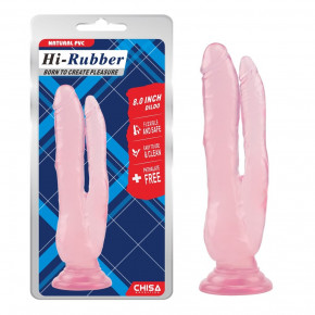 Chisa Novelties | Фаллоимитатор двойной Chisa Hi-Rubber 8.0 на присоске, розовый. Цена: 850 грн