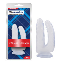 Chisa Novelties | Фаллоимитатор двойной Chisa Hi-Rubber на присоске, прозрачный. Цена 936 грн