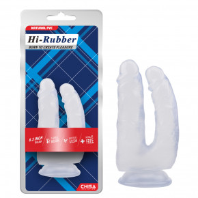 Chisa Novelties | Фаллоимитатор двойной Chisa Hi-Rubber на присоске, прозрачный. Цена: 936 грн