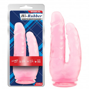 Chisa Novelties | Фаллоимитатор двойной на присоске прозрачный Chisa Hi-Rubber 9.4, розовый. Цена: 1 599 грн