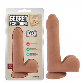 Chisa Novelties | Фаллоимитатор с мошонкой на присоске Chisa Secret explorer, бежевый, 20 cм. Ціна: 1350 грн