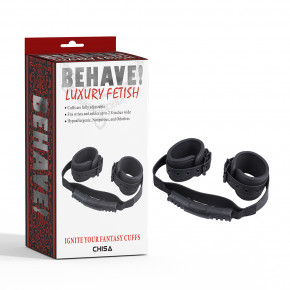 Chisa Novelties | Фиксаторы для рук Chisa Behave! Ignite Your Fantasy Cuffs с держателем, черные. Цена: 1 350 грн