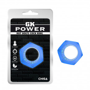 Chisa Novelties | Кольцо эрекционное Chisa GK Power Nust Bolts Cock Ring в виде болта, синее. Ціна: 245 грн