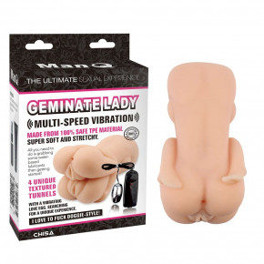 Chisa Novelties | Мастурбатор двойной реалистичный Chisa Man Q Geminate Lady с вибро, бежевый. Цена: 3 199 грн