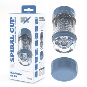 Chisa Novelties | Мастурбатор в колбе Chisa MX Spiral Cup Stron прозрачно-голубой. Цена: 1 750 грн