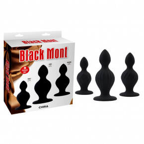Chisa Novelties | Набор больших анальных пробок Chisa Black Mont с разным рельефом, черный. Ціна: 4100 грн