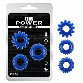 Chisa Novelties | Набор эрекционных колец Chisa GK Power Cock Rings с рельефом, синие, 3 шт.. Ціна: 350 грн