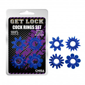 Chisa Novelties | Набор эрекционных колец Chisa GK Power Cock Rings с разными структурами, синие. Ціна: 395 грн