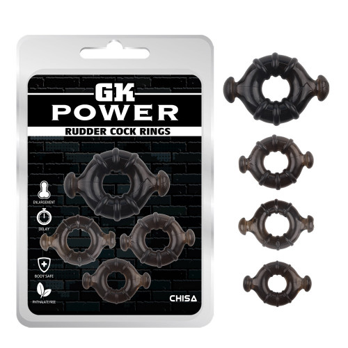 Chisa Novelties | Набор эрекционных колец Chisa GK Power Rudder Cock Rings разного диаметра, черный. Цена: 390 грн Chisa Novelties | Набор эрекционных колец Chisa GK Power Rudder Cock Rings разного диаметра, черный. Цена: 390 грн