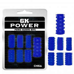 Chisa Novelties | Набор насадок на пенис Chisa GK Power с разным рельефом, синий. Ціна: 525 грн