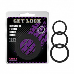 Chisa Novelties | набір ерекційних кілець чорні 3 шт Chisa Get Lock magnum force cock r. Ціна: 350 грн