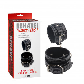 Chisa Novelties | Наручники лакированные с тиснением Chisa Behave! Luxury Fetish черные. Цена: 999 грн