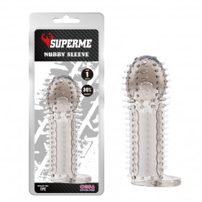 Chisa Novelties | Насадка рельефная Chisa SUPERME Nubby Sleeve с кольцом на мошонку, серая. Цена: 730 грн