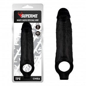 Chisa Novelties | Насадка на член Chisa Mighty Sleeve With Ball Loop Black. Ціна: 820 грн