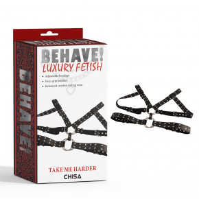 Chisa Novelties | Портупея-бондаж Chisa BEHAVE! Luxury Fetish с декоративными заклепками, черная. Цена: 1 414 грн