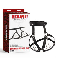Chisa Novelties | Портупея на грудь с цепочками и декоративными кольцами на соски Chisa BEHAVE! Luxury Fetish черная. Цена 871 грн