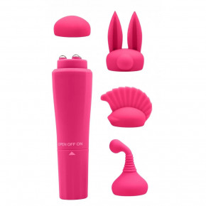 Chisa Novelties | Вибратор для клитора с насадками Chisa Quadruple Sweet, розовый, 10 х 2.6 см. Цена: 675 грн