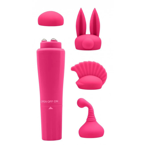 Chisa Novelties | Вибратор для клитора с насадками Chisa Quadruple Sweet, розовый, 10 х 2.6 см. Цена 750 грн Chisa Novelties | Вибратор для клитора с насадками Chisa Quadruple Sweet, розовый, 10 х 2.6 см. Цена 750 грн