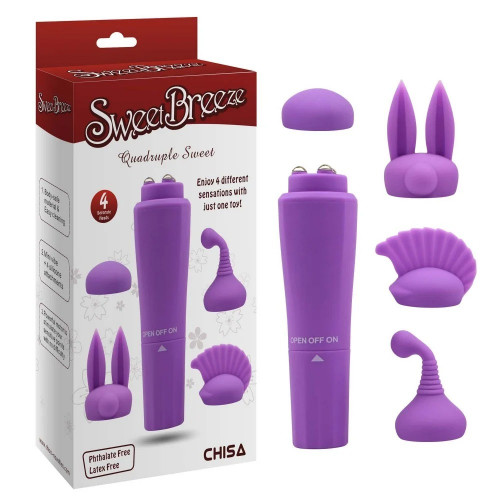 Chisa Novelties | Вибро-стимулятор для клитора + 4 насадки Chisa Sweet Breeze, фиолетовый. Ціна 577 грн Chisa Novelties | Вибро-стимулятор для клитора + 4 насадки Chisa Sweet Breeze, фиолетовый. Ціна 577 грн