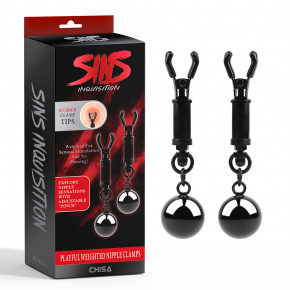 Chisa Novelties | Зажимы для сосков Chisa Sins Inquisition Playful Weighted Nipple Clamps с грузиками, черные. Цена: 1 999 грн