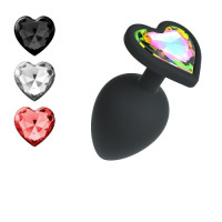 CRUSHIOUS | Анальная пробка Cuore Crushious, со сменными кристаллами, силиконовая, черная, 7 х 2.7 см, размер S. Цена 675 грн