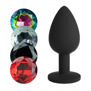 CRUSHIOUS | Анальная пробка L CAMILEO Crushious, со сменными кристаллами, силиконовая, чёрная, 9.5 х 4.2 см. Цена: 746 грн