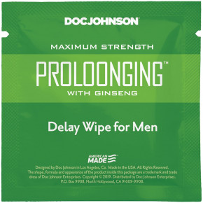 Doc Johnson | Пролонгирующая салфетка Doc Johnson Delay Wipe For Men с экстрактом женьшеня. Цена: 159 грн
