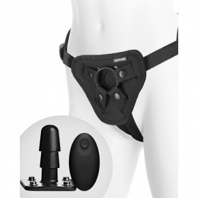 Doc Johnson | Трусики для страпона с вибрирующим адаптером Vac-U-Loc Supreme Harness w Vibr. Plug. Цена: 5 450 грн